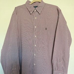 Polo Ralph Lauren Red Check Shirt Mens 17.5 XL Button Down Read Description